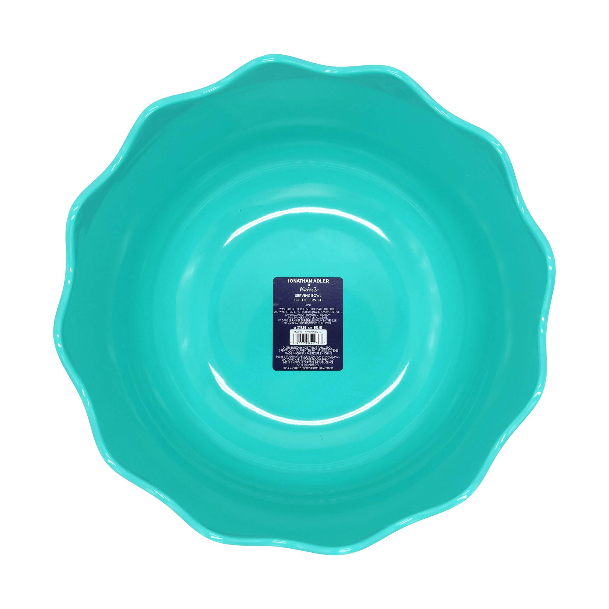 Jonathan Adler x Michaels 13" Teal & Red Stripes Melamine Serving Bowl